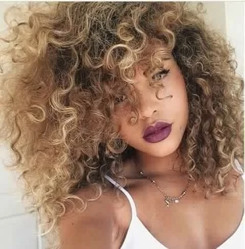 Fashion Natural Wig Ombre Blonde Afro Kinky Curly Wigs