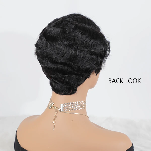 Finger Wave Pixie Cut Short Wigs