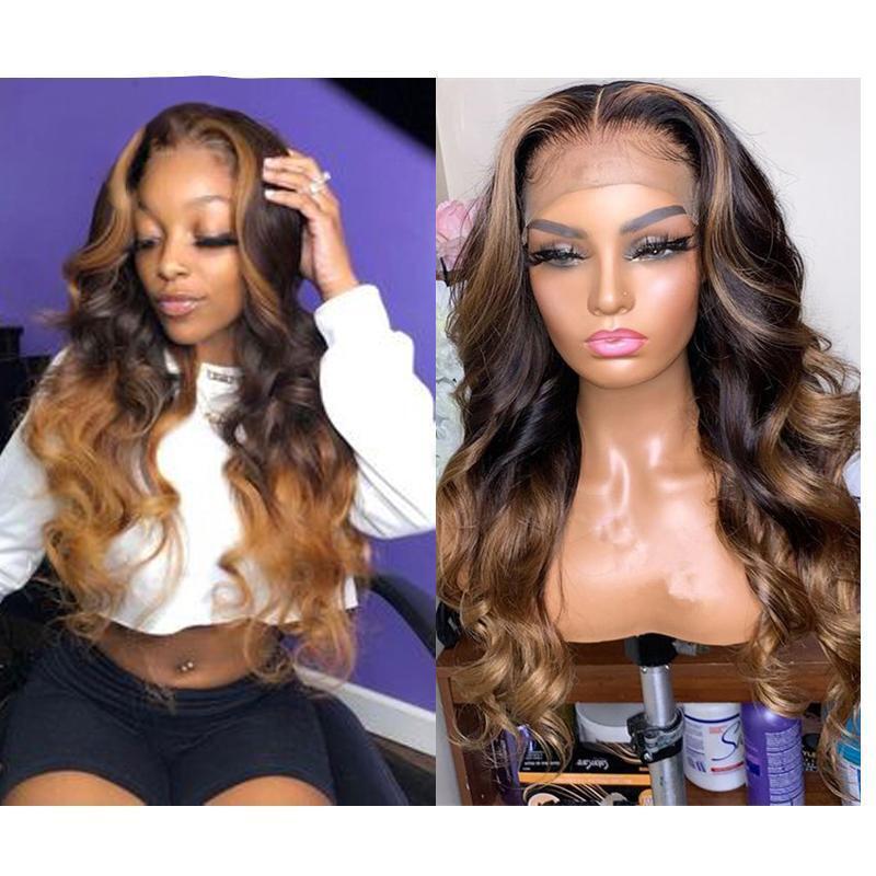 Malaysian Natural Body Wave Lace Wigs Middle Part Glueless Full Lace  Wigs