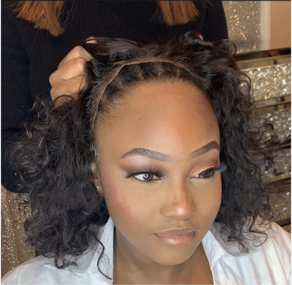 Glueless 360 Lace Wig Water Wave Brazilian Curly Bob Frontal Wigs