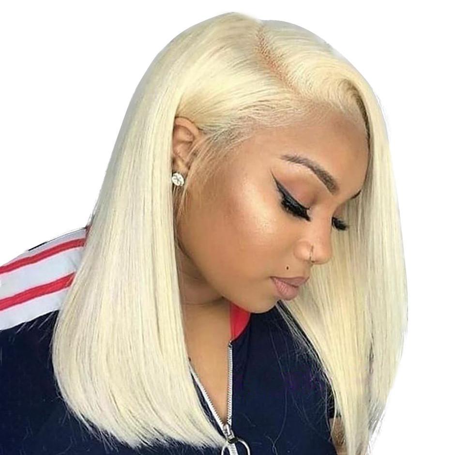 (🔥HOT SALE🔥)Straight Lace Front Wigs Pre Plucked Hairline  Short  Wigs Brazilian Straight Blonde  Lace Front Wigs