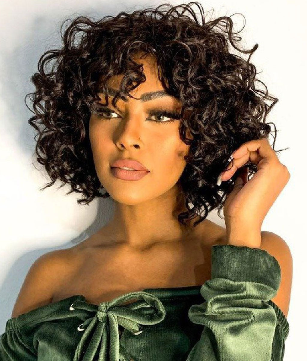 New Fashion Summer Natural Pixie Cut Curly Bob Wig