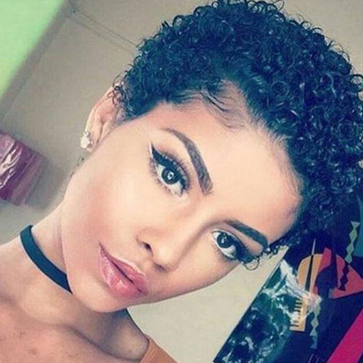 Women Afro Short Curly Hair Wig without Bangs