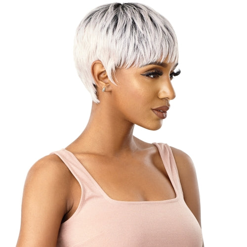 Pixie Cut White Gray Color Short  Wig