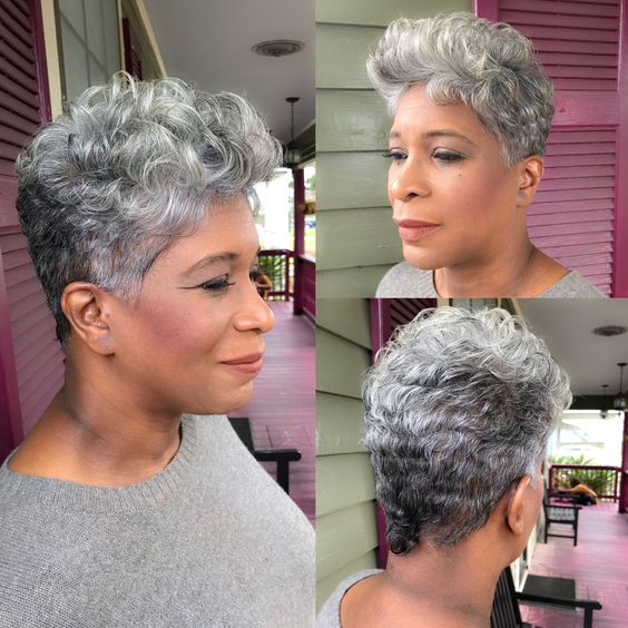 Gray Pixed Cut Short Curly Wave Wig