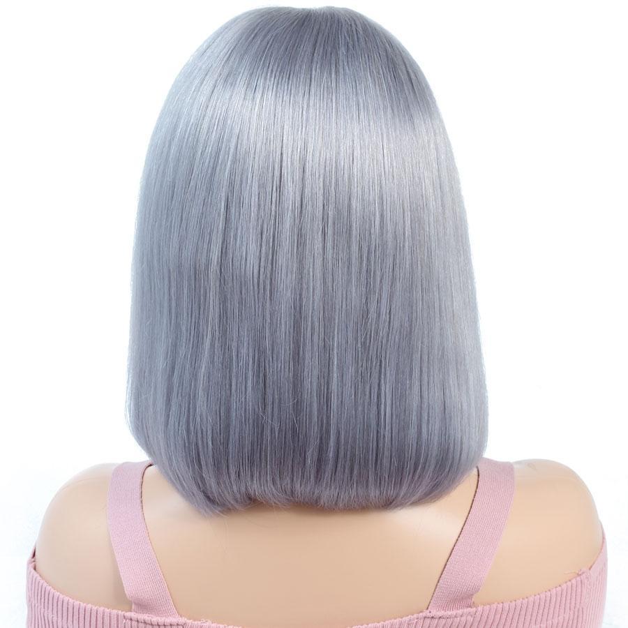 Gray Brazilian Short Straight Hair BOB Wigs Lady Wig