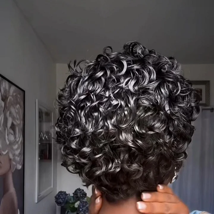 Hot Sale Super Short Pixie Glueless Cut Curly Wig