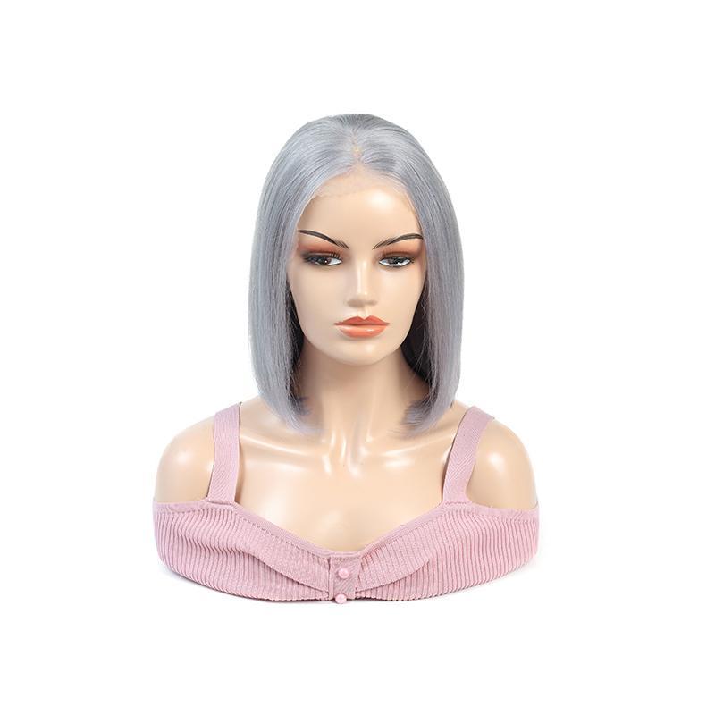 Gray Brazilian Short Straight Hair BOB Wigs Lady Wig