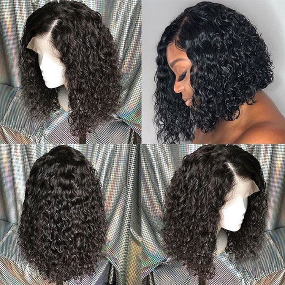 Brazilian 370 Water Wave Lace Wigs Short  Bob Wigs Lady Wig