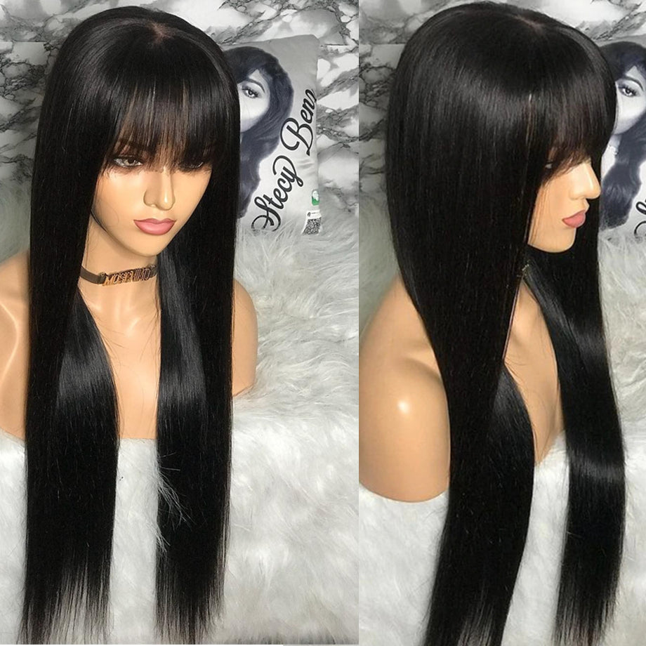 Straight Hair With Bang Fringe For Women Brazilian Wig