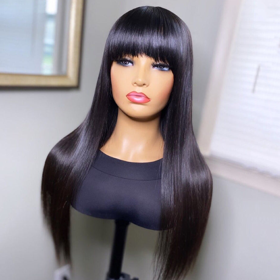 Straight Hair With Bang Fringe For Women Brazilian Wig