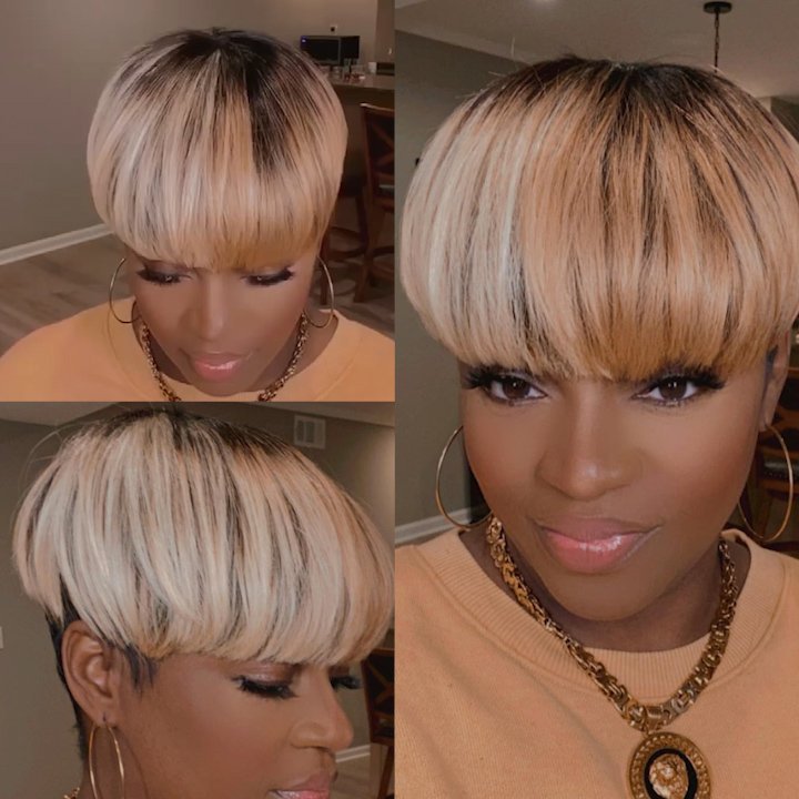 Short Bob Colored  Hair Wigs Pixie Cut Wig