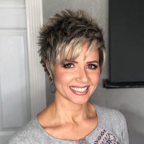 NEW TEND! Natural Grey Color Short Pixie Cut  Wig