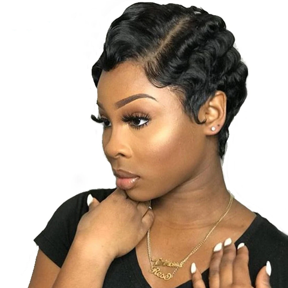 Finger Wave Pixie Cut Short Wigs