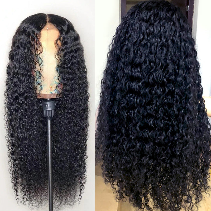 Brazilian Kinky Curly Long hair Wigs Lace Frontal Water Wave Wigs