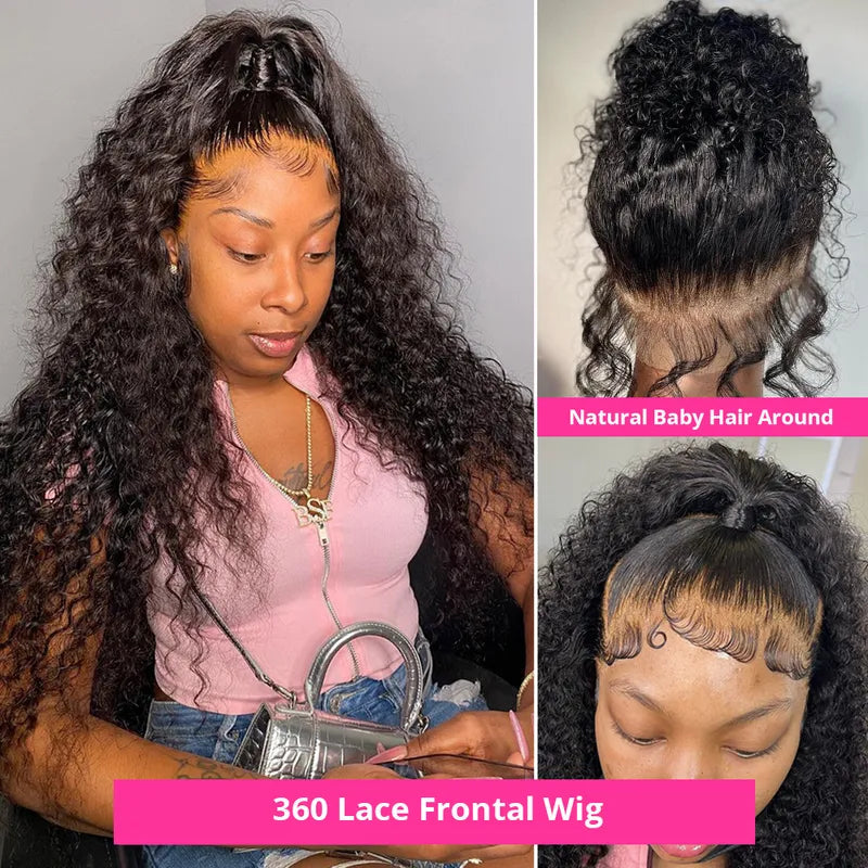 360 Lace Frontal Wig Brazilian Curly Wave Virgin