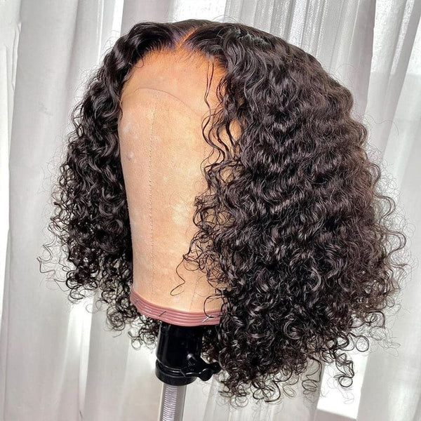 Natural Color Curly Bob Pre Plucked HD Lace Front hair Wig