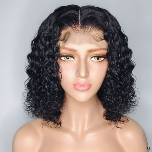 Brazilian 370 Water Wave Lace Wigs Short  Bob Wigs Lady Wig