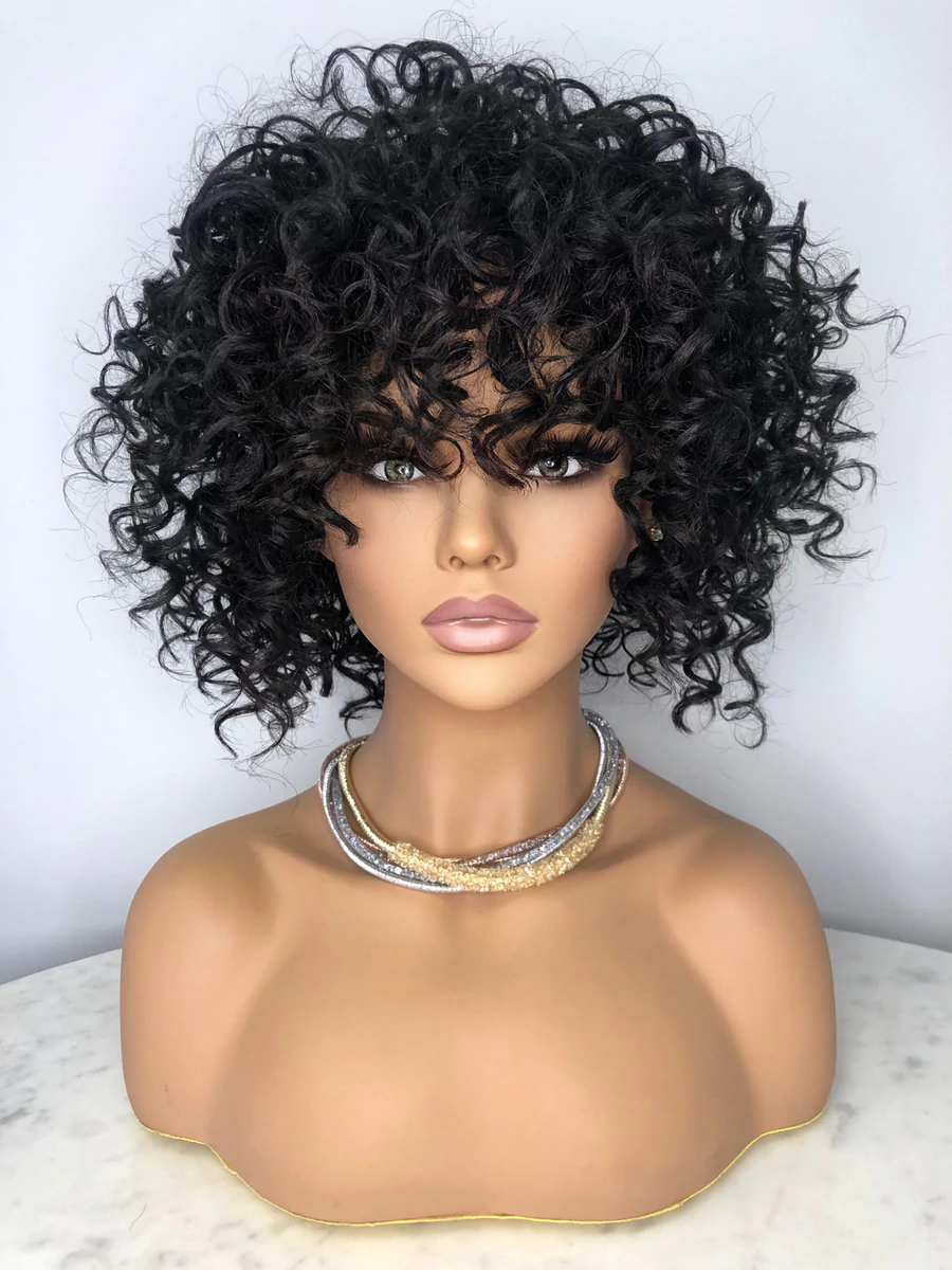 New Fashion Summer Natural Pixie Cut Curly Bob Wig