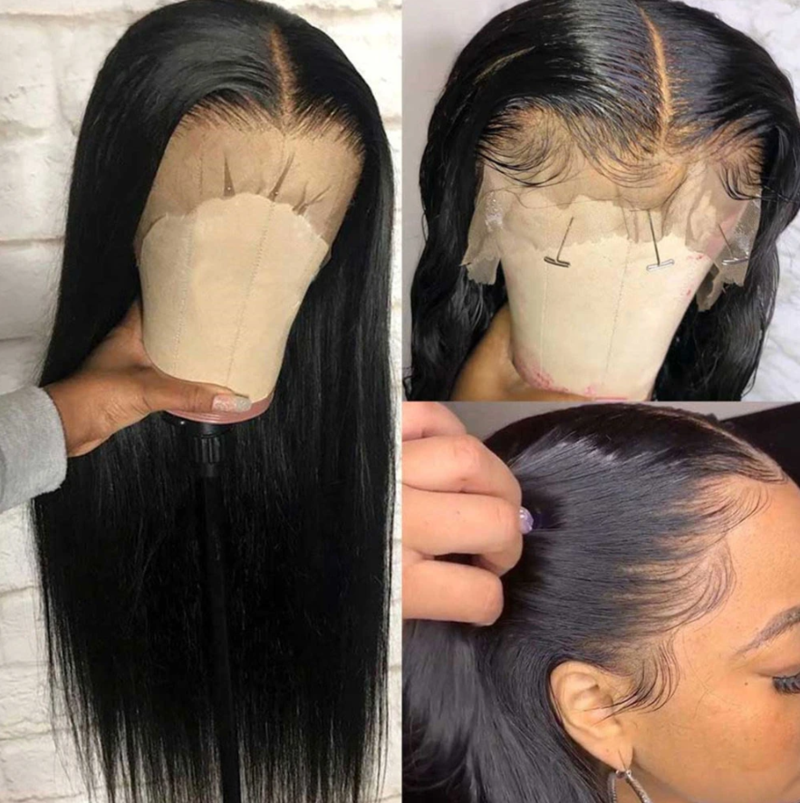 Brazilian Long Straight Hair 360 Lace Frontal Wig For Women Fake Scalp