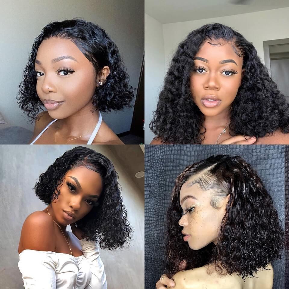 Brazilian Remy Hair Short Bob Curls Wigs Lady Wig