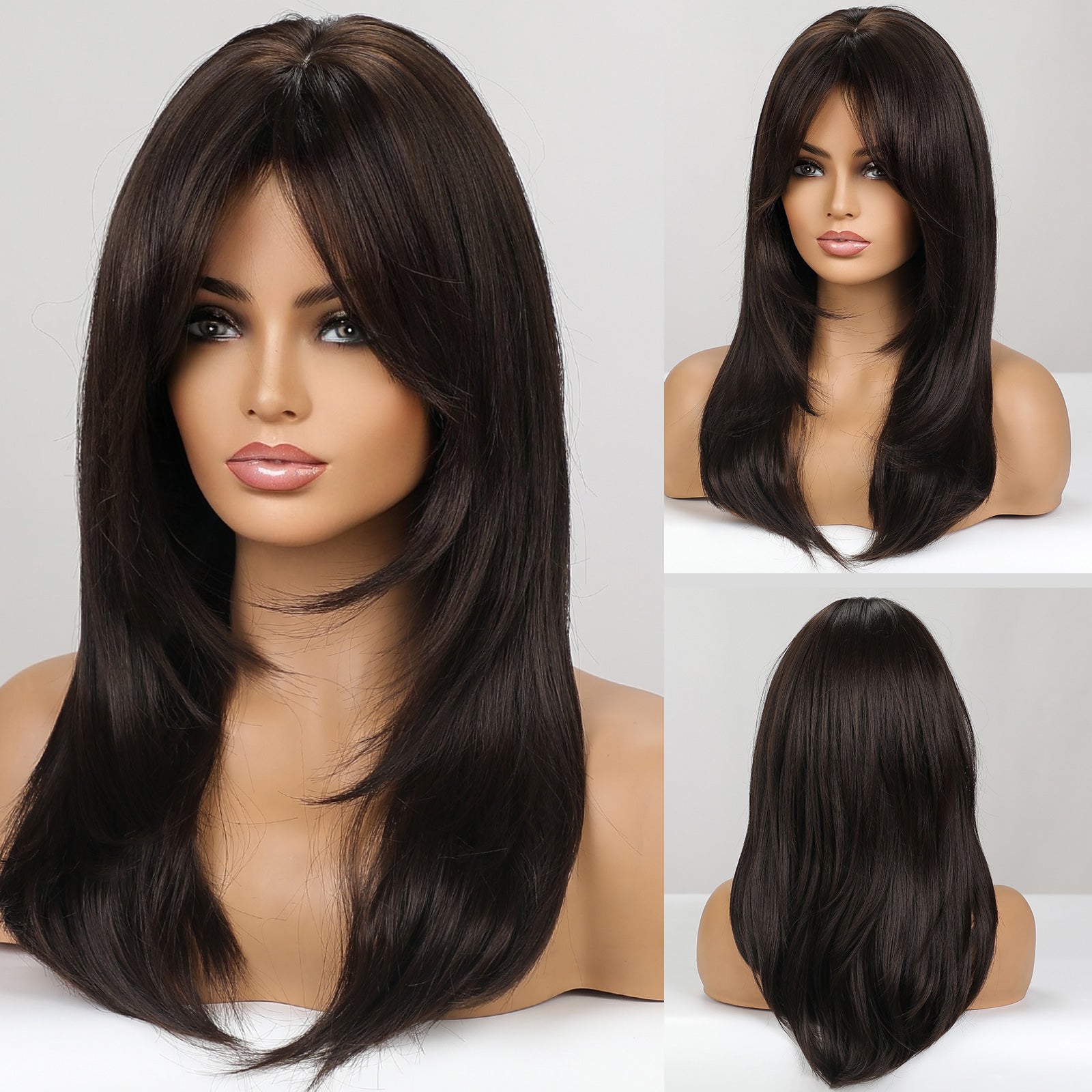 2024 Breathable Light Golden Mid Part Shoulder Straight Hair Wigs Natural Straight