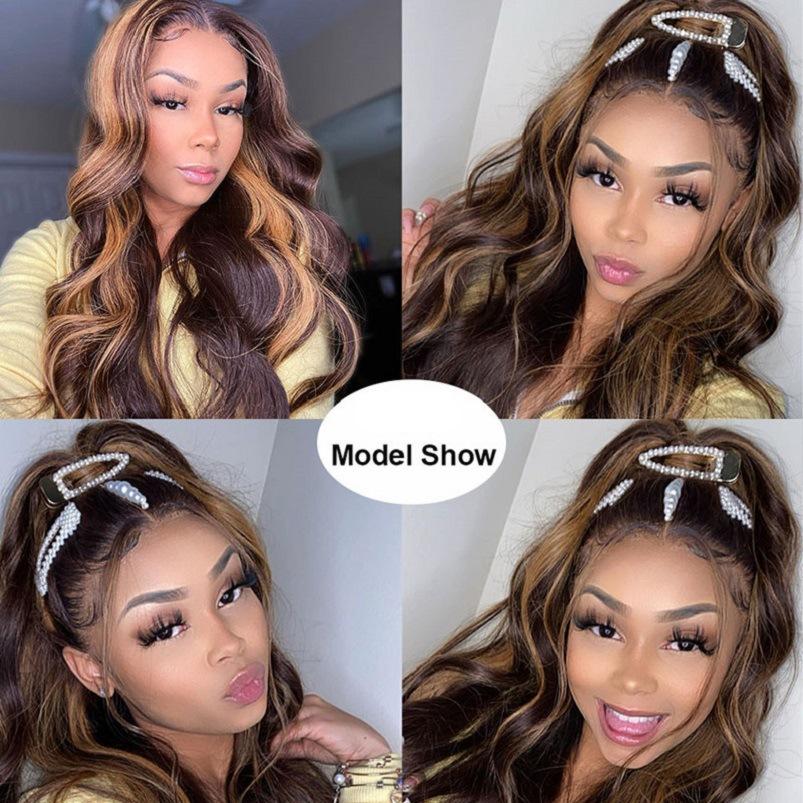 Brown Mixed Gold Long Wave Wig