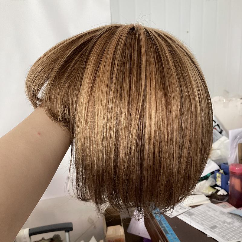 Highlight Brown Mixed Gold Straight Short Bob