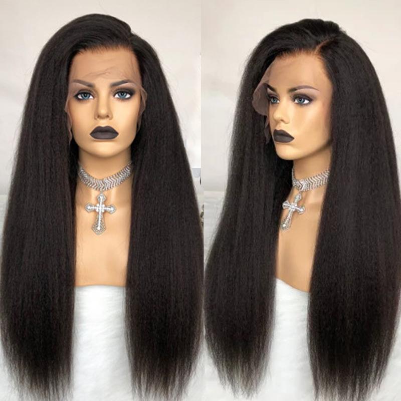 Kinky Straight Glueless Full Lace Wigs Pre Plucked Full Lace  Wigs