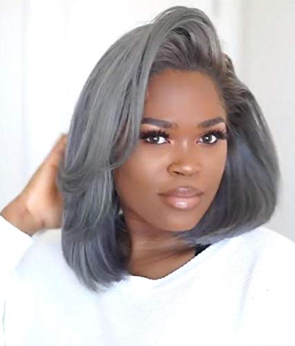 (HOT SALE🔥)Salt And Pepper Color Natural Straight Bob Wig Gray Hair Full Lace Wig