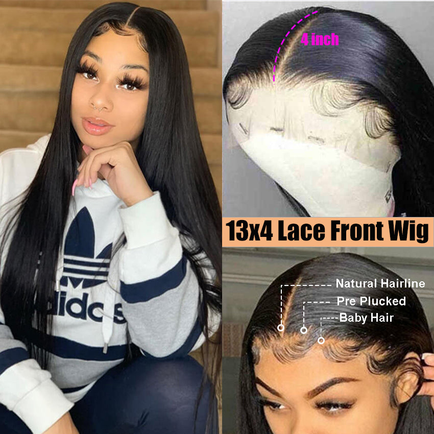 Lace Front  Wigs For Women Fake Scalp Brazilian Straight 360 Lace Frontal Wig