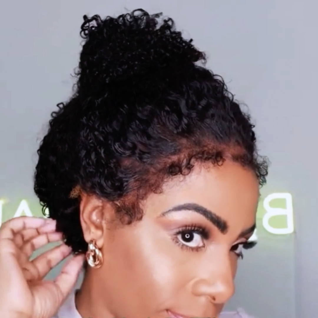 Afro Kinky Curly Wigs With Bangs For Black Women