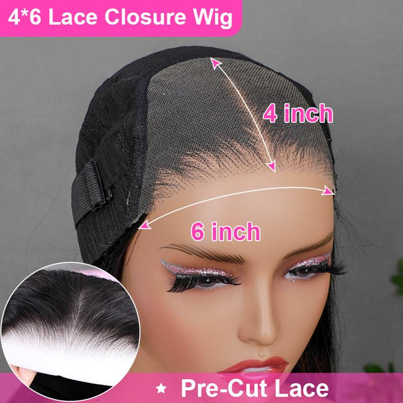 Straight Pre Plucked Pre Cut Wear Go Glueless HD Lace Closure Wig For Women