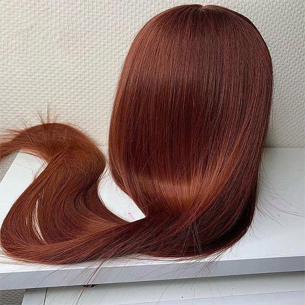 🔥HOT SALE🔥Glueless Reddish Brown Straight hair 360 Lace Fronty Wigs Lady Wig