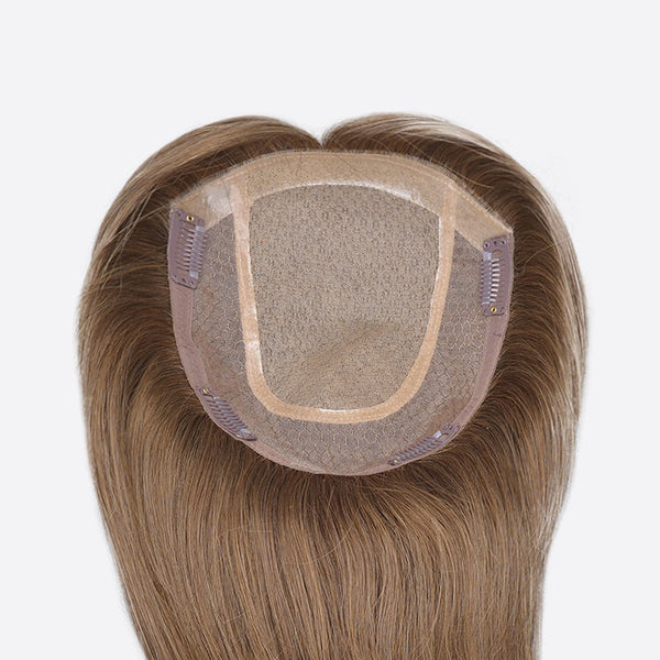 Light Brown Straight Silk Base hair Topper 12-20 inch