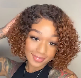 Glueless 360 Lace Wig Water Wave Curly Bob Wig