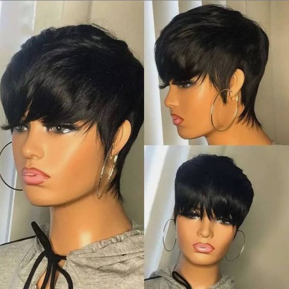 2024 New Fashion Summer Natural Short Pixie Cut Wig with bang