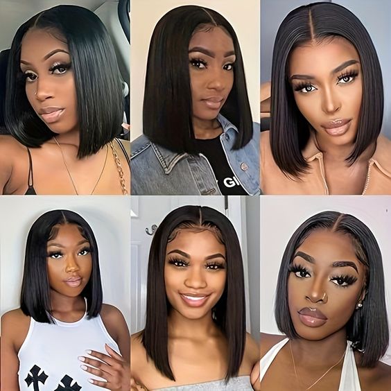 Black Brazilian Straight Short Bob Lace Front Wig