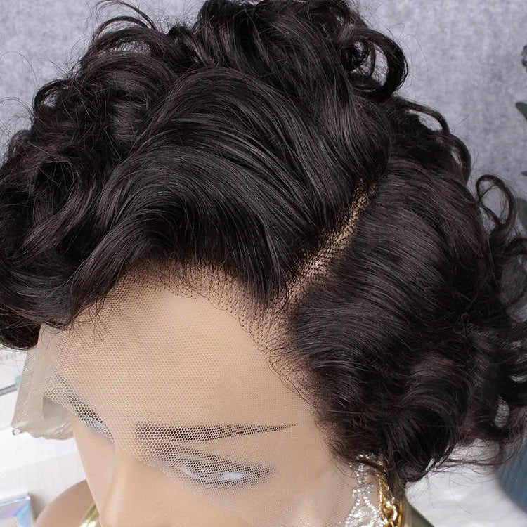 复制Glueless short hair pixie cut curly wig