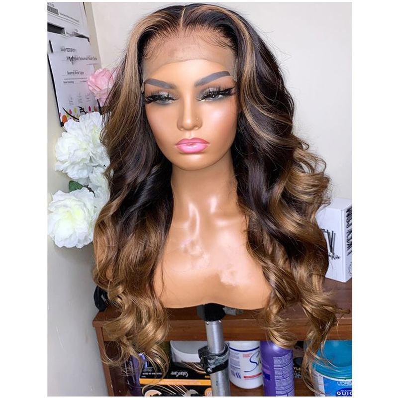 Malaysian Natural Body Wave Lace Wigs Middle Part Glueless Full Lace  Wigs