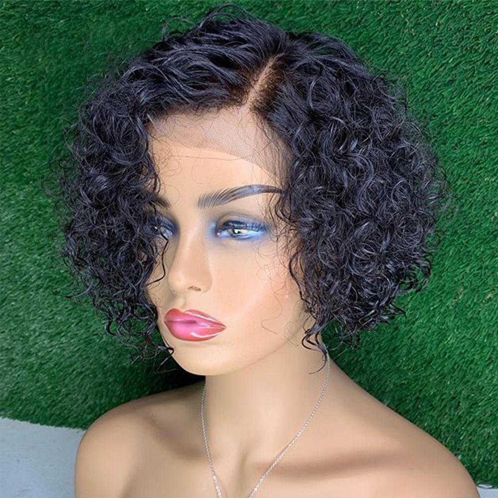 Brazilian 370 Water Wave Lace Wigs Short  Bob Wigs Lady Wig