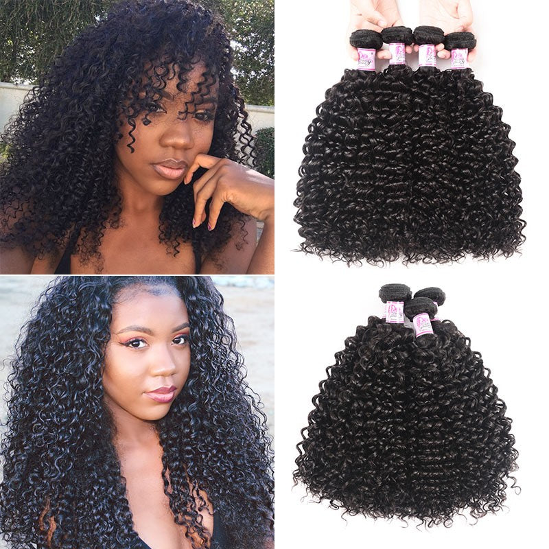 Malaysian Jerry Curly Weave 4Bundles Deals Virgin Hair 1B Color