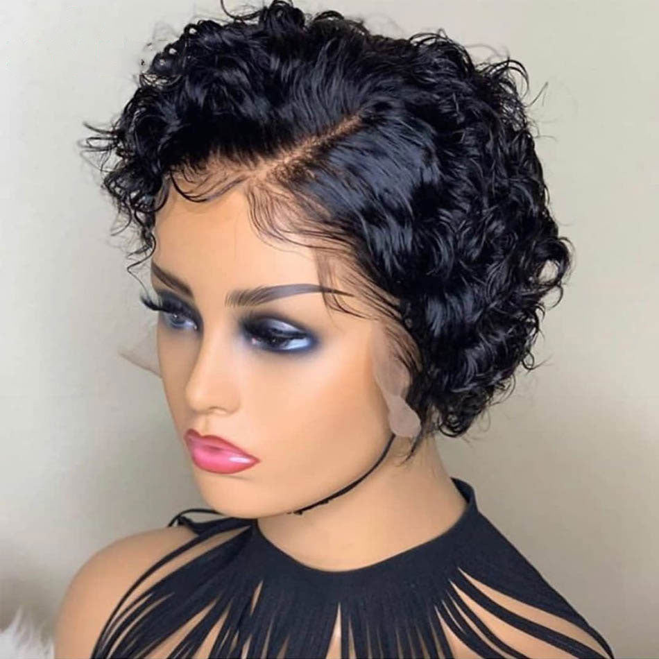 Brazilian Deep Curly Short Bob Wigs  Lace Front  Wigs Lady Wig