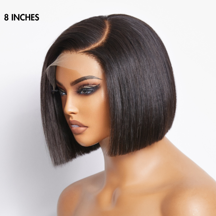 Ash Blonde Ombre / Natural Black Blunt Cut Bob Glueless HD Lace Short Bob Wig