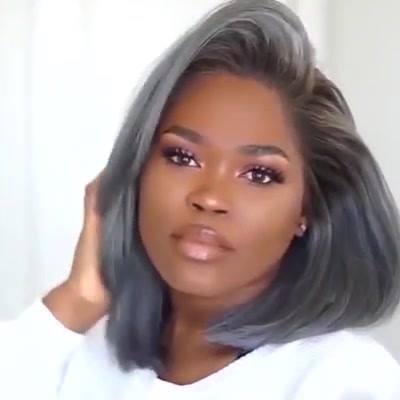 (HOT SALE🔥)Salt And Pepper Color Natural Straight Bob Wig Gray Hair Full Lace Wig