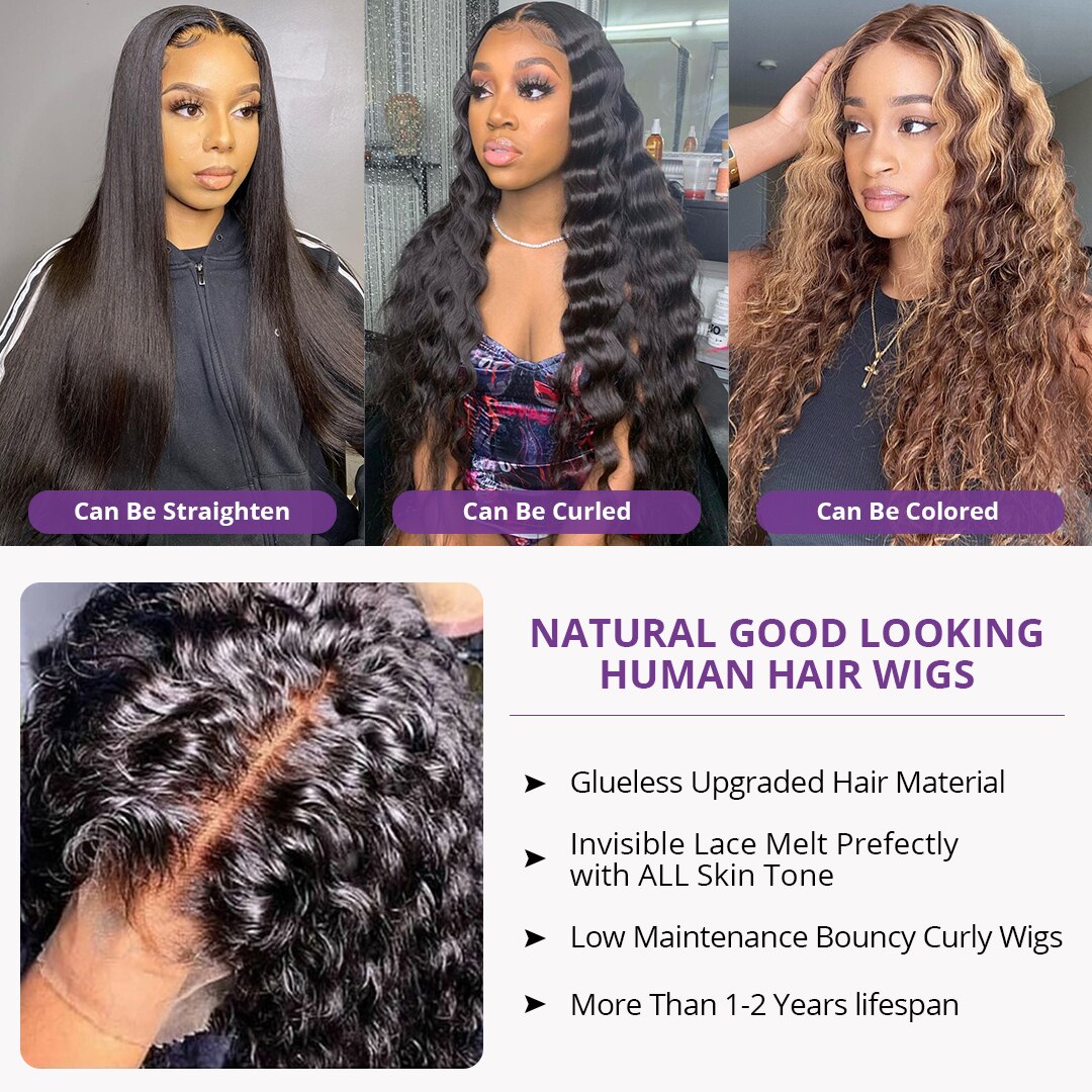 Brazilian Water Wave Curly Lace Front  Wigs 360 Lace Frontal Wig for Black Women Loose Deep Wave