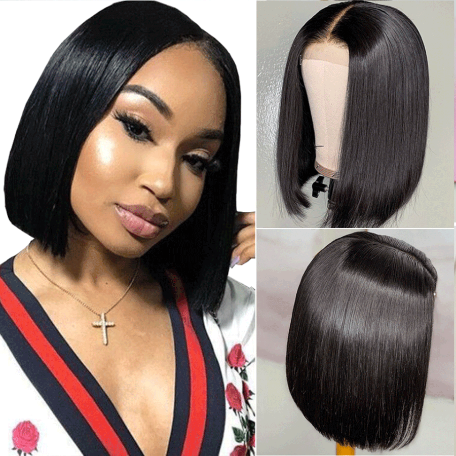 Brazilian Black Straight Hair BOB Wigs Lady Wig