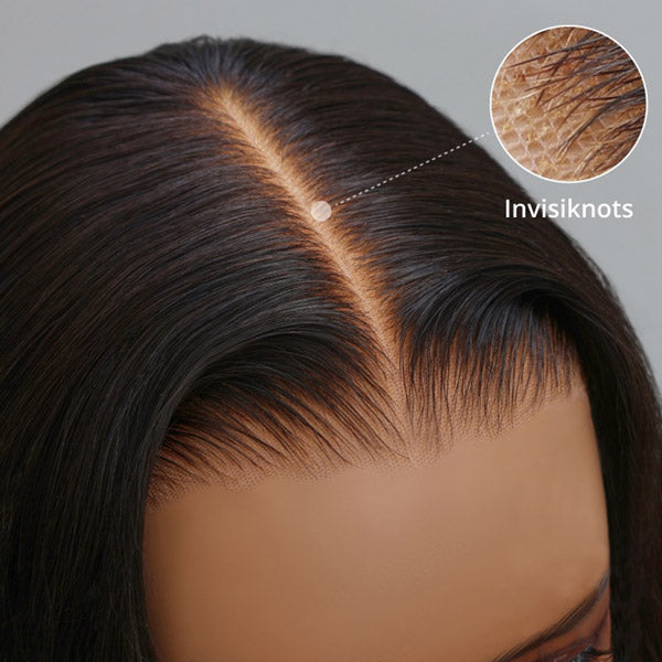 Ready To Wear Invisible Knots Glueless Wigs Short Straight Bob Wig 5x5 Lace Closure Pre Cut Wigs