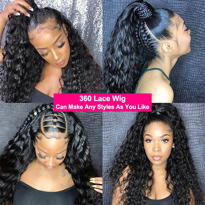 360 HD Lace Glue Free Wig Brazilian Hair Curly Hair