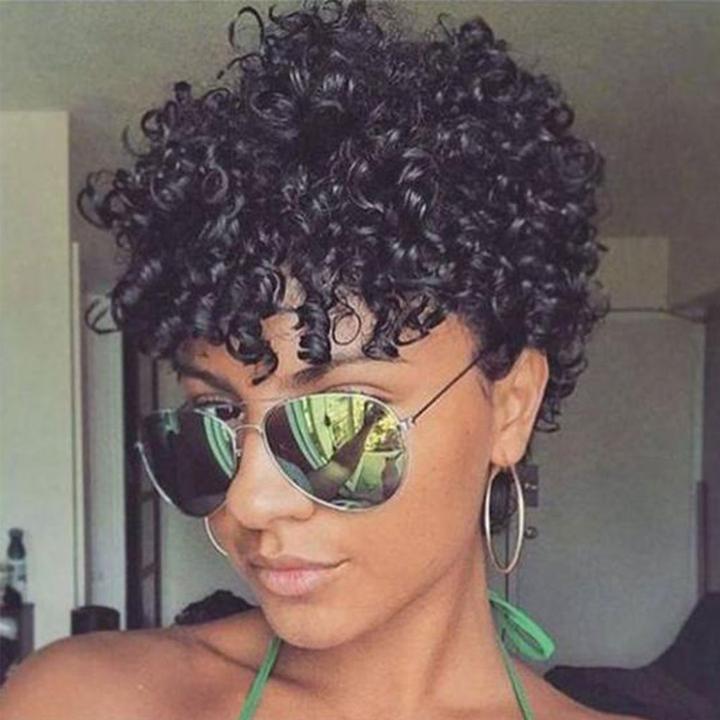 Sassy African American Short Spiral Curly Wig for Black Women